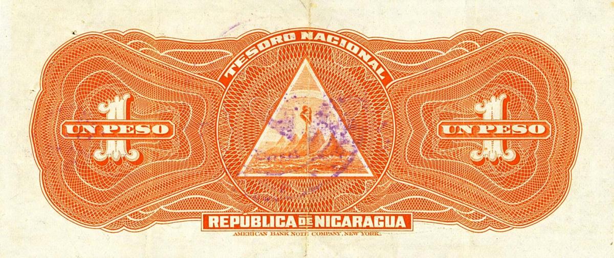 Back of Nicaragua p44a: 1 Peso from 1910