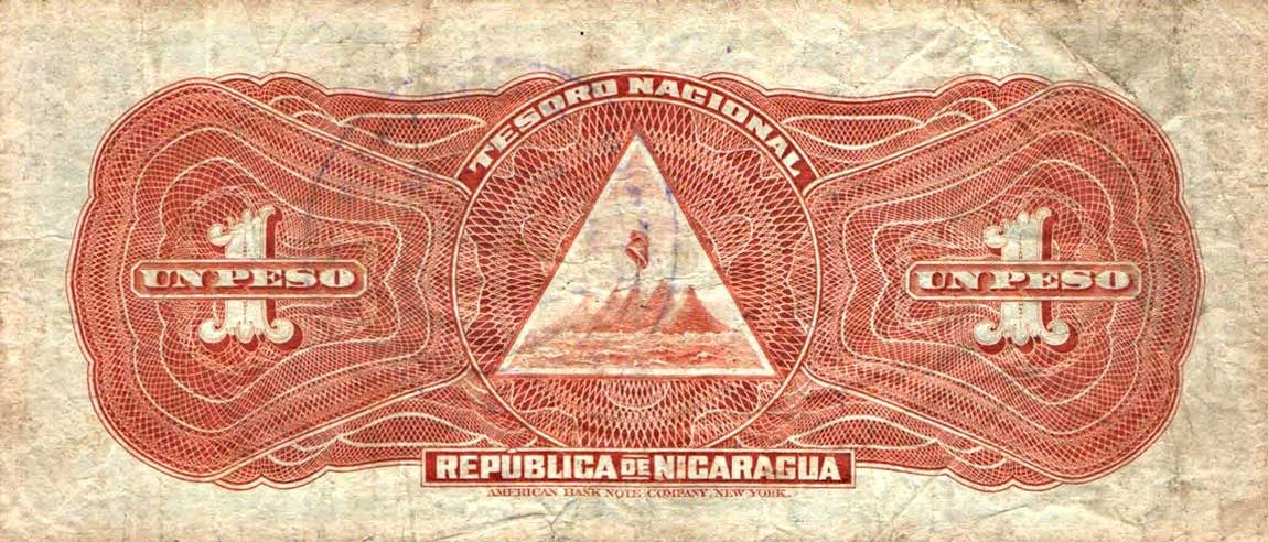 Back of Nicaragua p44b: 1 Peso from 1910