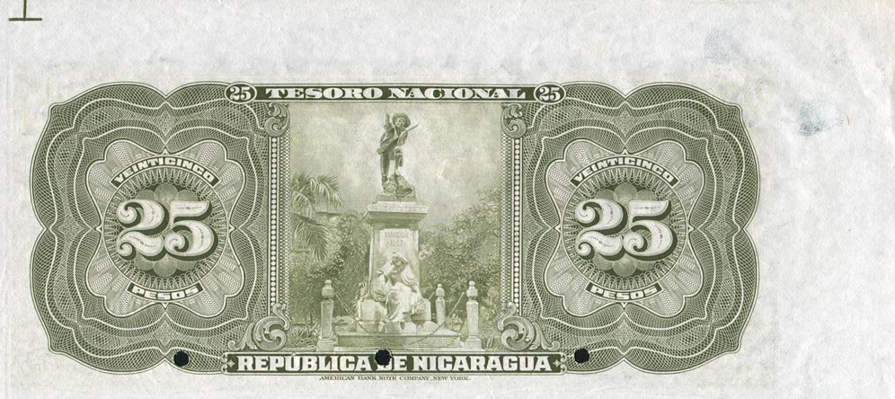 Back of Nicaragua p47s: 25 Pesos from 1910