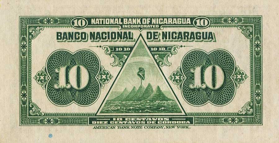 Back of Nicaragua p52e: 10 Centavos from 1912