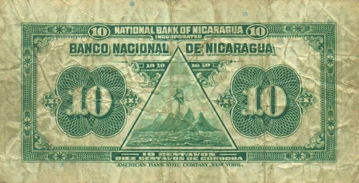 Back of Nicaragua p52f: 10 Centavos from 1926