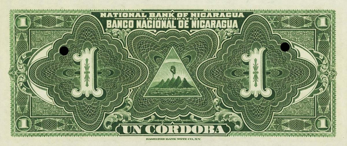 Back of Nicaragua p55s: 1 Cordoba from 1912