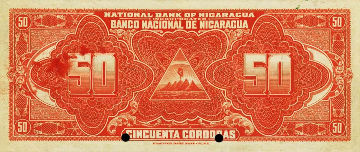 Back of Nicaragua p60s: 50 Cordobas from 1912