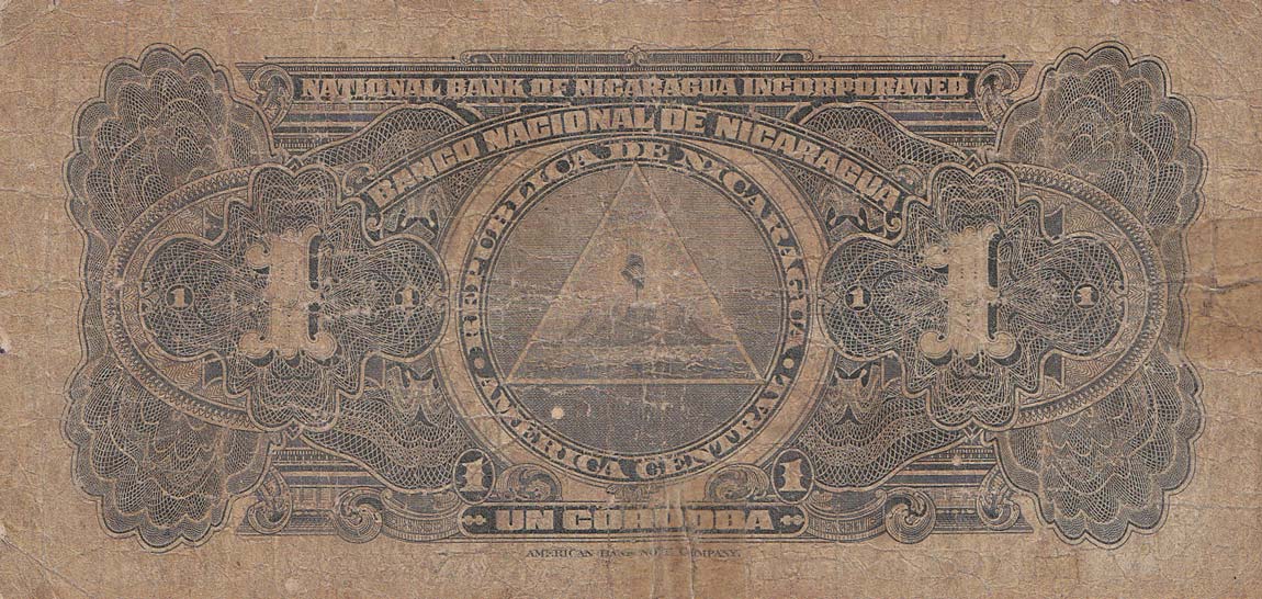 Back of Nicaragua p63a: 1 Cordoba from 1932