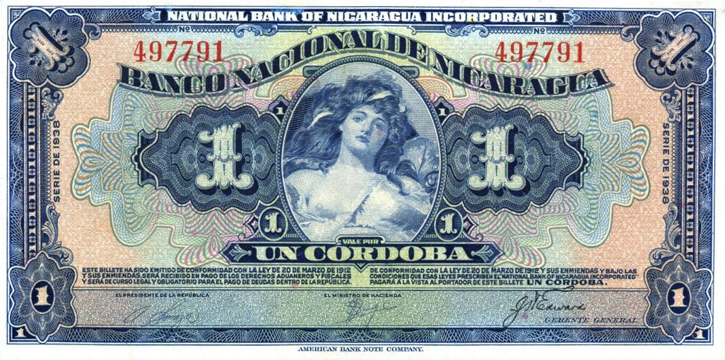 Front of Nicaragua p63b: 1 Cordoba from 1937