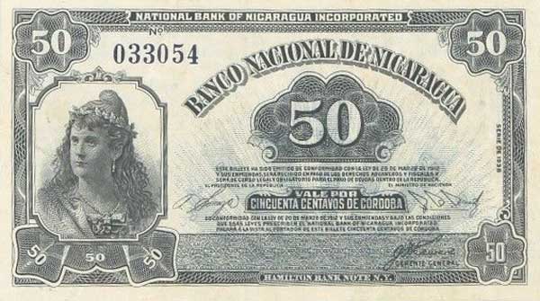 Front of Nicaragua p81a: 50 Centavos from 1938