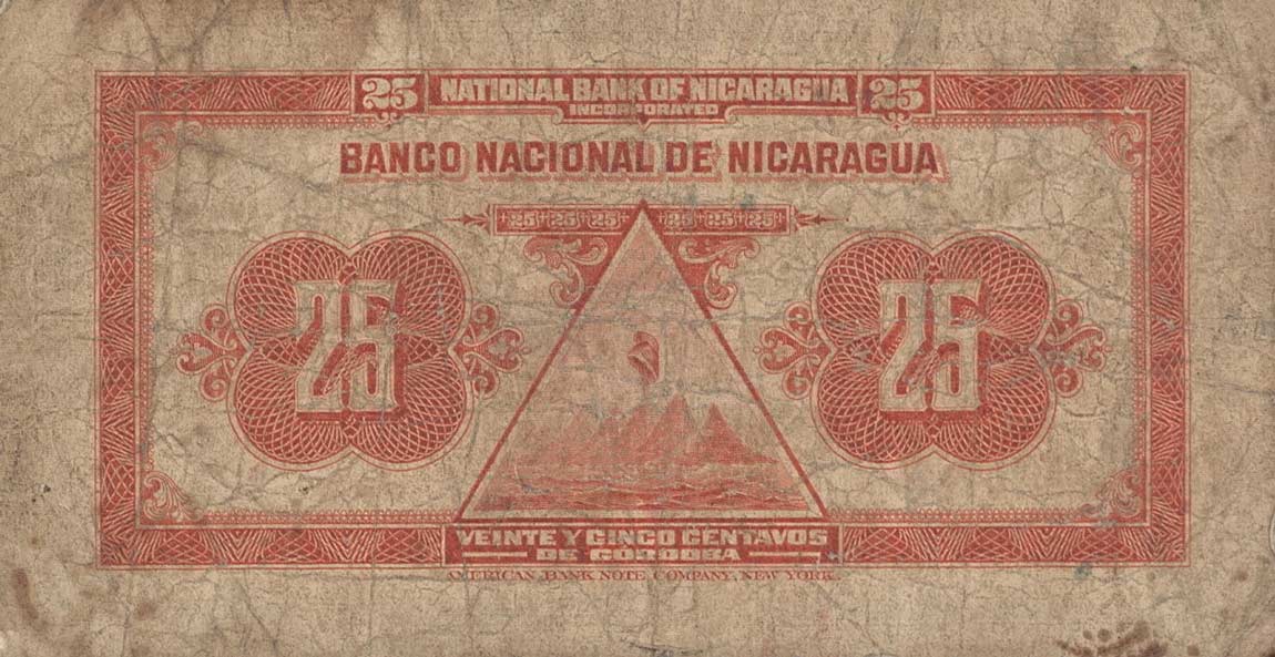 Back of Nicaragua p86b: 25 Centavos from 1937