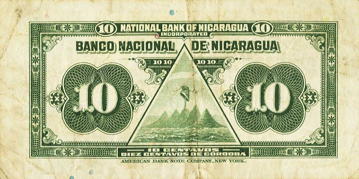 Back of Nicaragua p87a: 10 Centavos from 1938