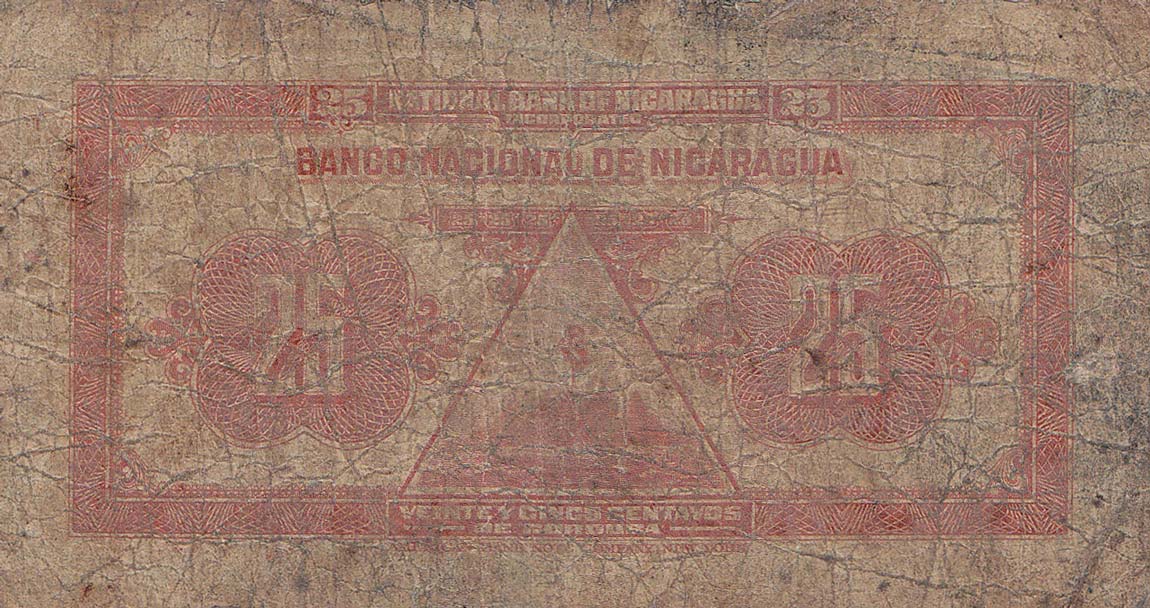 Back of Nicaragua p88a: 25 Centavos from 1938