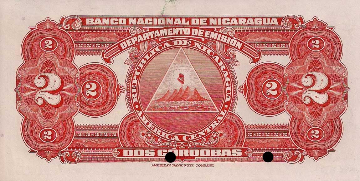 Back of Nicaragua p92s2: 2 Cordobas from 1945