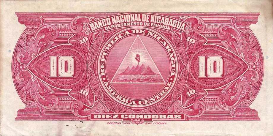 Back of Nicaragua p94b: 10 Cordobas from 1945