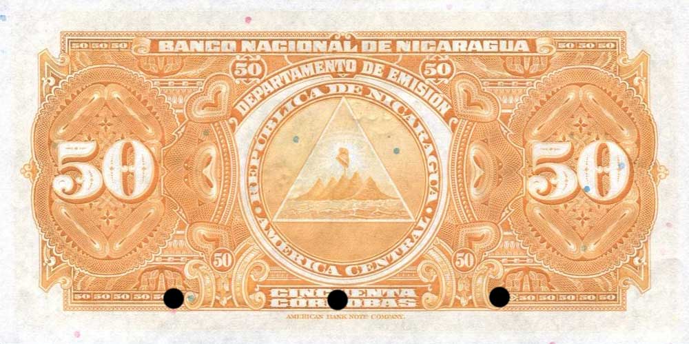 Back of Nicaragua p96s1: 50 Cordobas from 1942