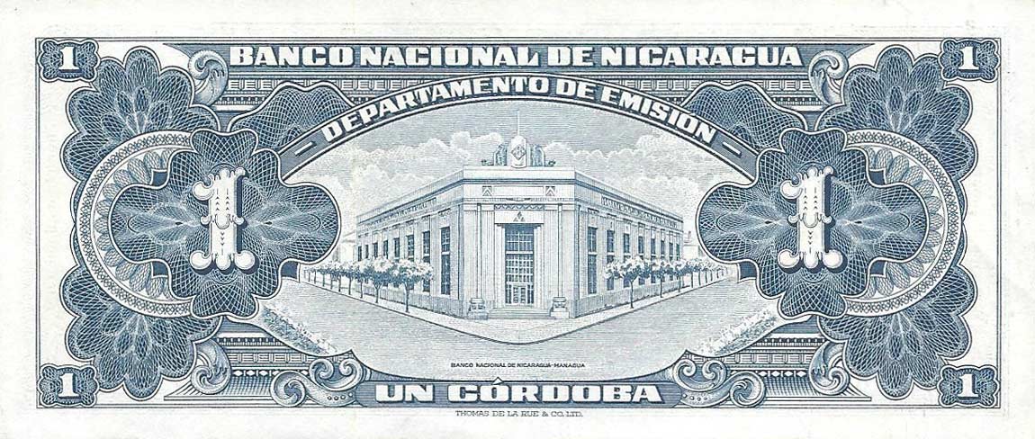 Back of Nicaragua p99c: 1 Cordoba from 1959