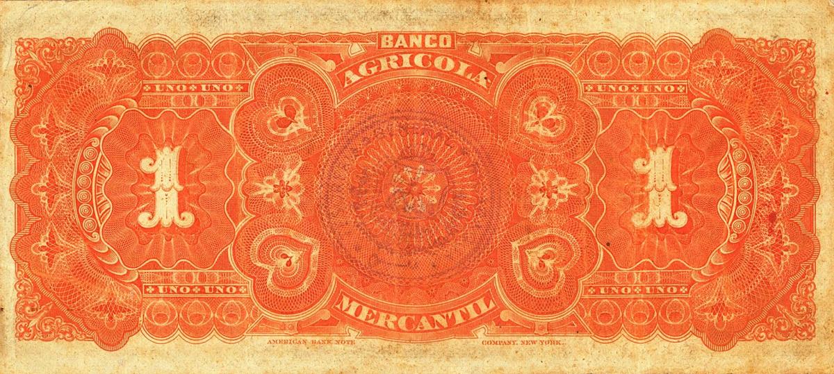 Back of Nicaragua pS107r: 1 Peso from 1888