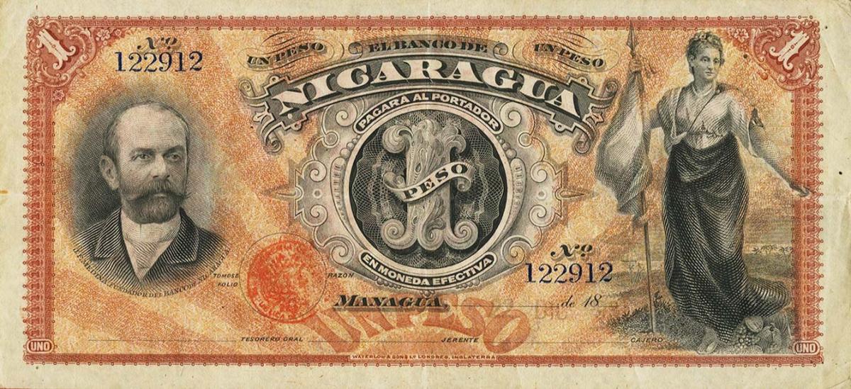 Front of Nicaragua pS122r: 1 Peso from 1889