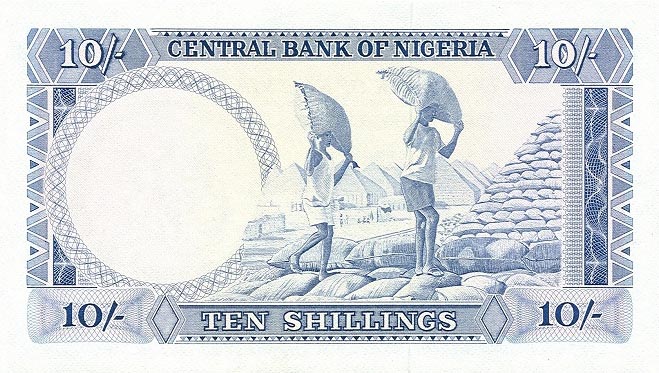Back of Nigeria p11a: 10 Shillings from 1968