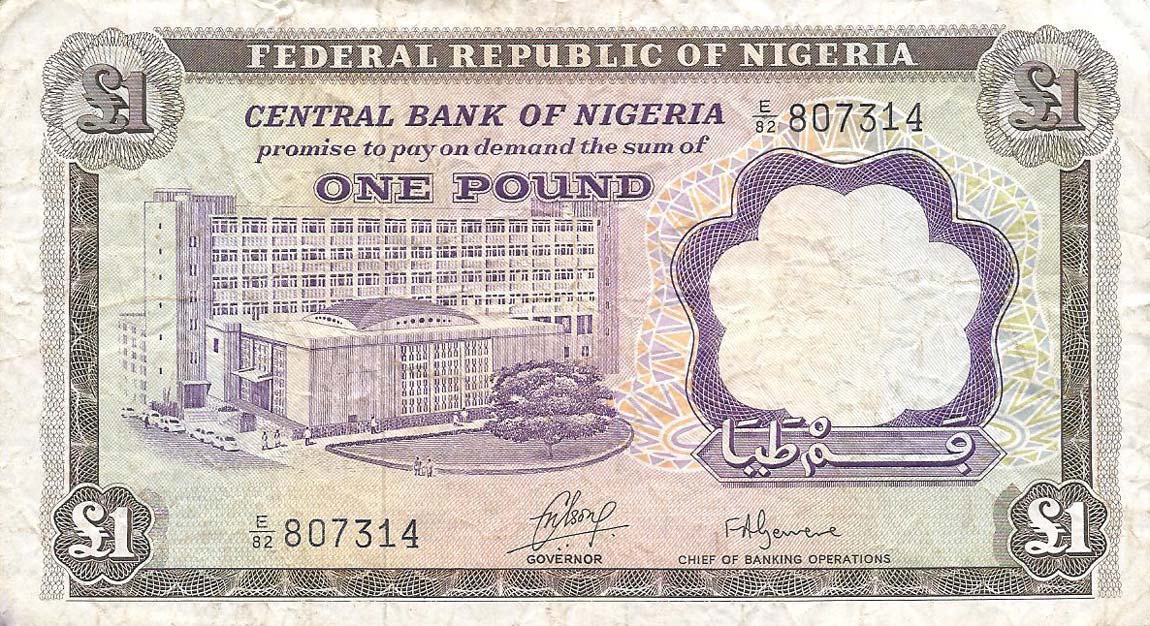 Front of Nigeria p12b: 1 Pound from 1968