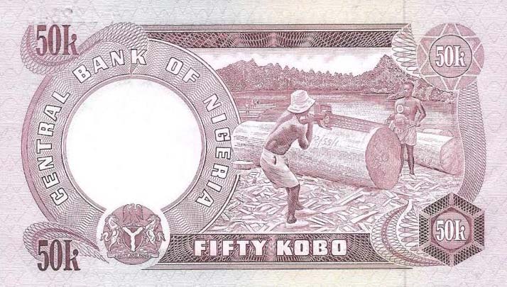 Back of Nigeria p14b: 50 Kobo from 1973