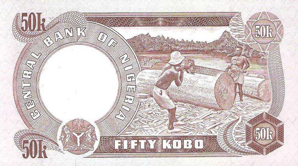 Back of Nigeria p14f: 50 Kobo from 1973