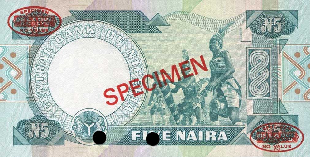 Back of Nigeria p20s: 5 Naira from 1979