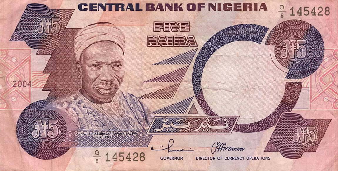 Front of Nigeria p24h: 5 Naira from 2004