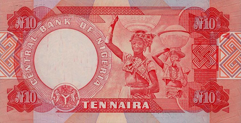 Back of Nigeria p25e: 10 Naira from 1984