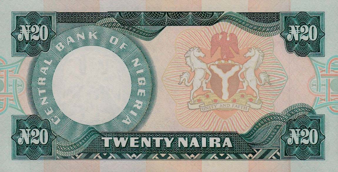 Back of Nigeria p26d: 20 Naira from 1984