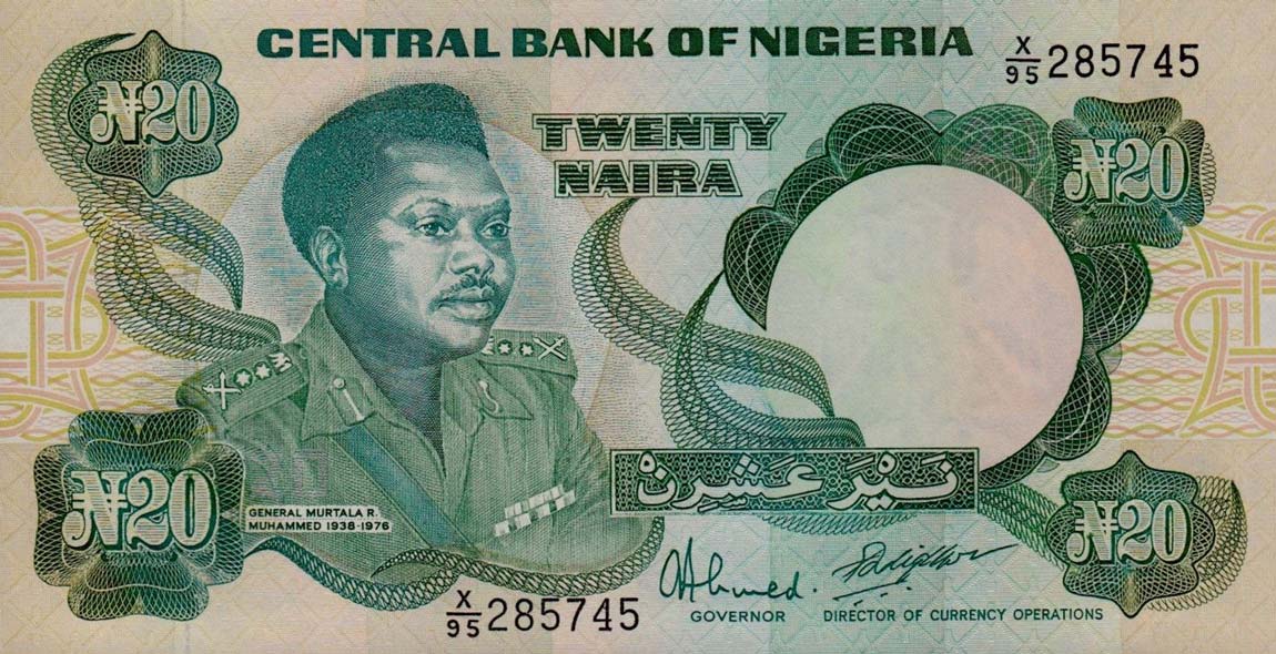 Front of Nigeria p26d: 20 Naira from 1984