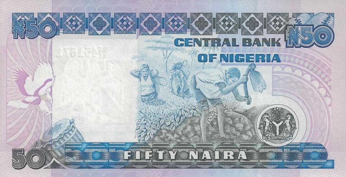 Back of Nigeria p27e: 50 Naira from 2004