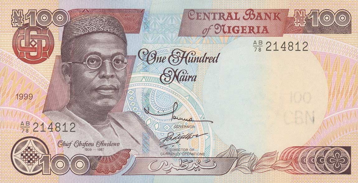 Front of Nigeria p28b: 100 Naira from 2000