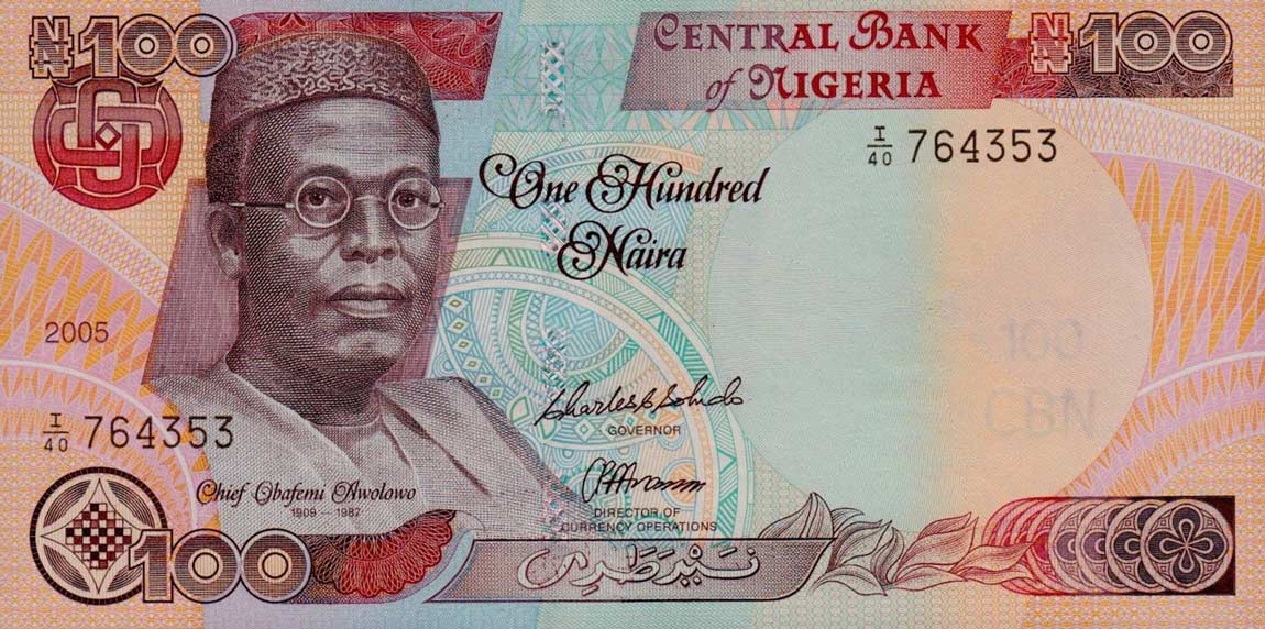 Front of Nigeria p28f: 100 Naira from 2005