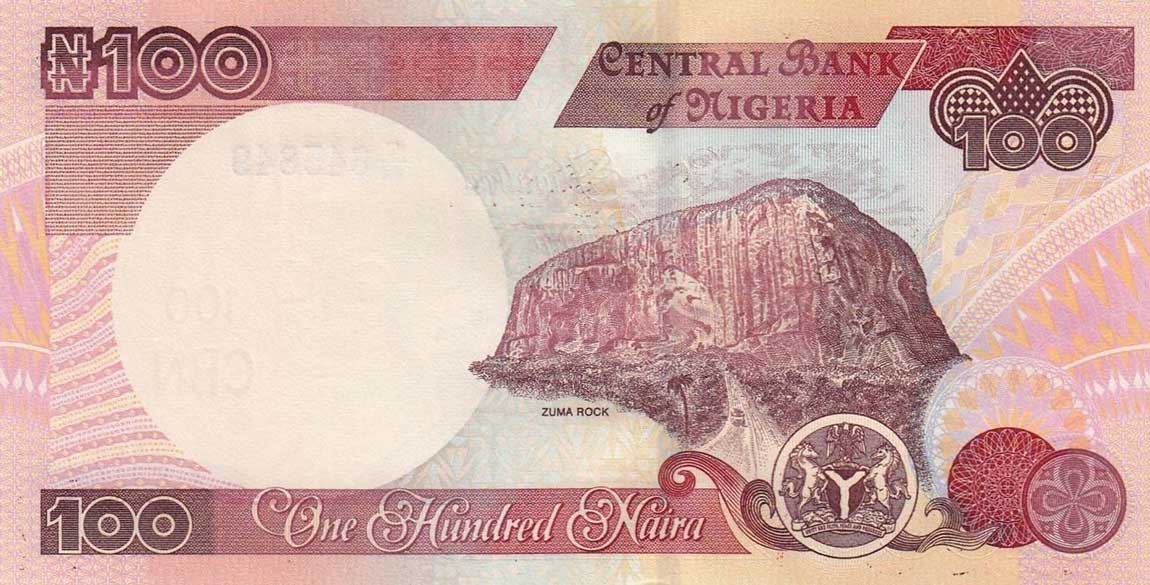 Back of Nigeria p28l: 100 Naira from 2012