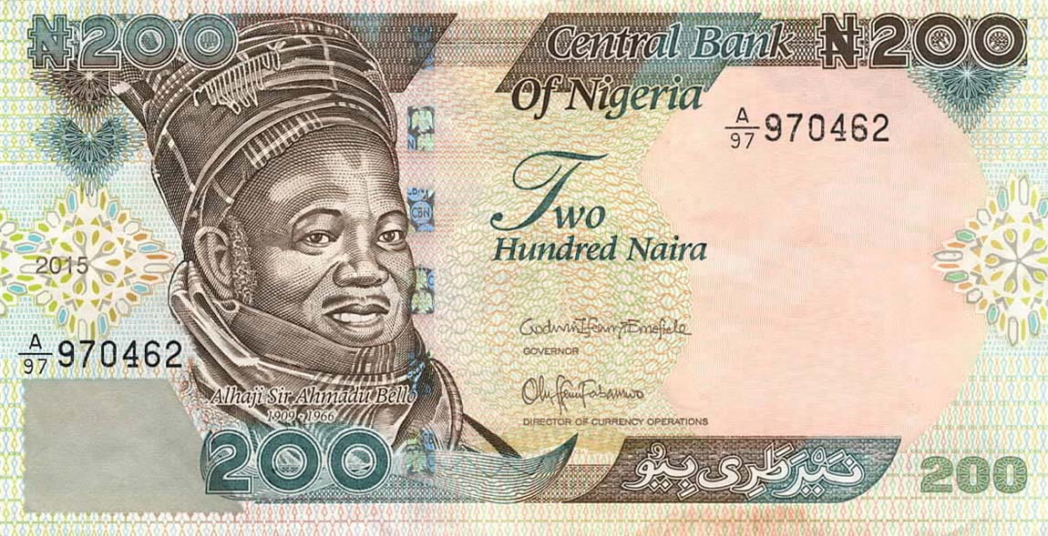 Front of Nigeria p29o: 200 Naira from 2015