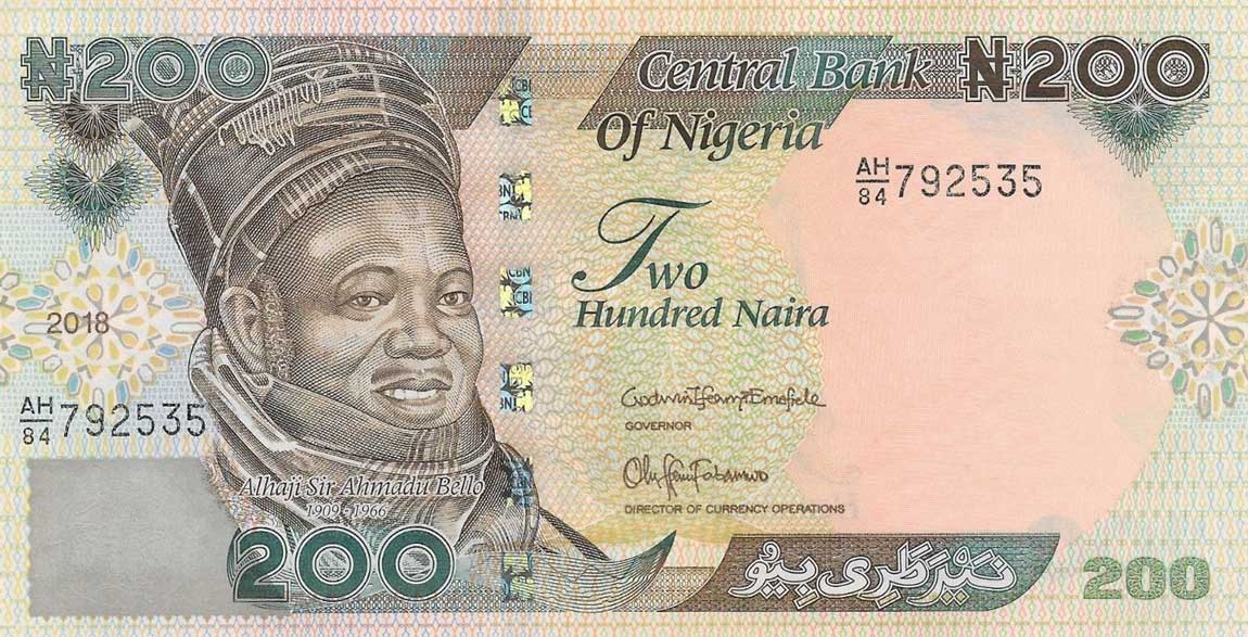 Front of Nigeria p29r: 200 Naira from 2018