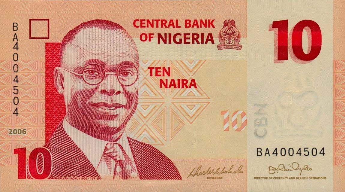 Front of Nigeria p33a: 10 Naira from 2006