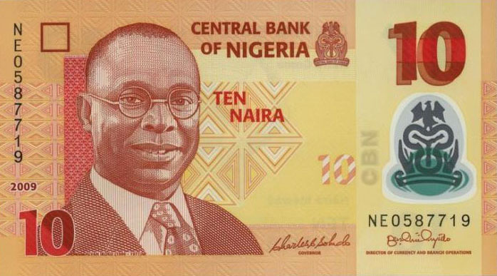 Front of Nigeria p33d: 10 Naira from 2009