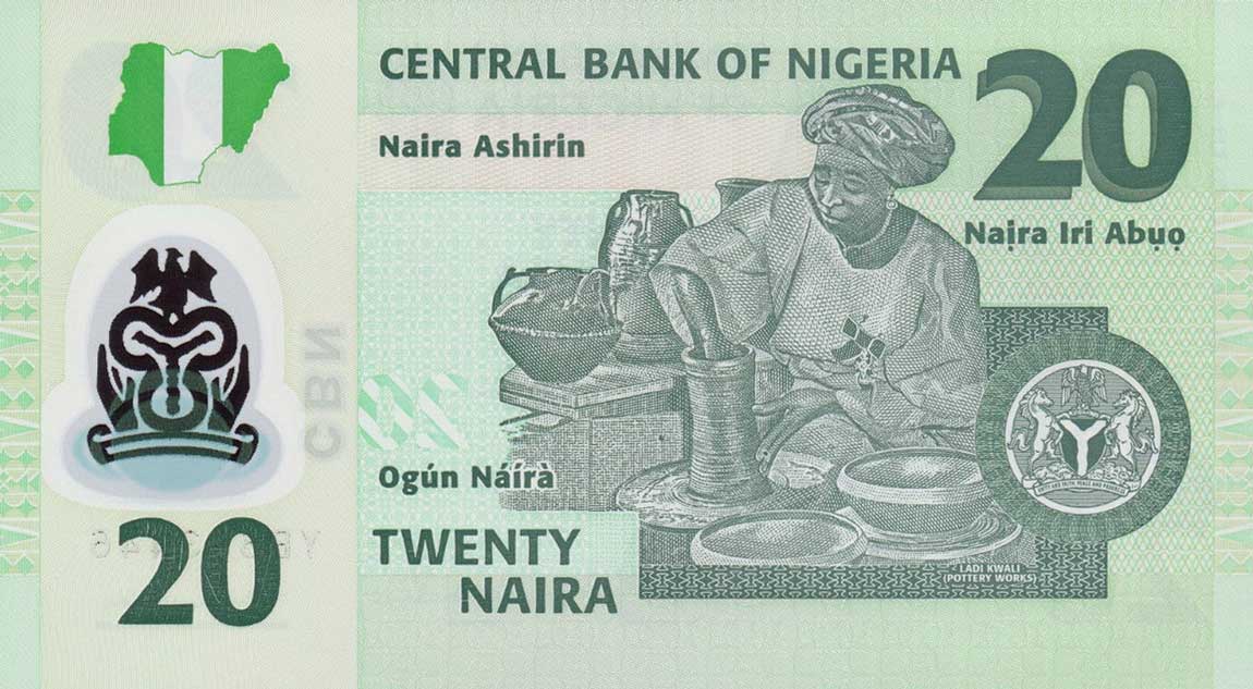 Back of Nigeria p34g: 20 Naira from 2011