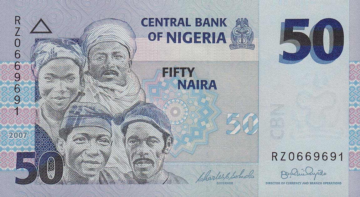Front of Nigeria p35b: 50 Naira from 2007