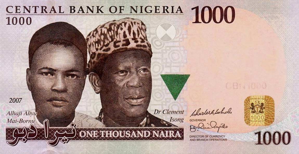 Front of Nigeria p36c: 1000 Naira from 2007