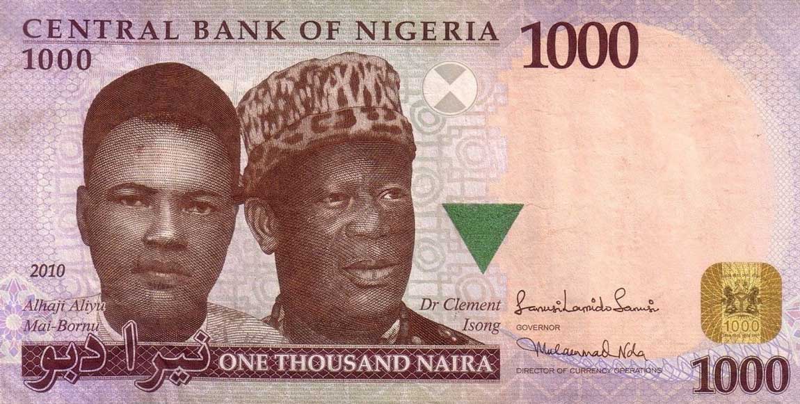 Front of Nigeria p36e: 1000 Naira from 2010