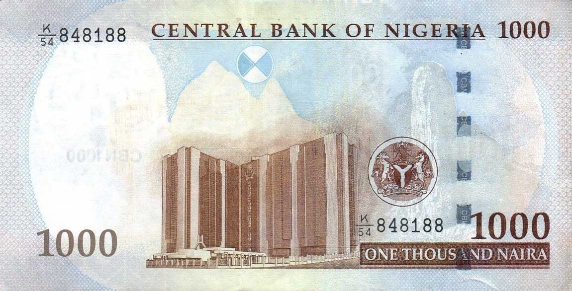 Back of Nigeria p36j: 1000 Naira from 2014