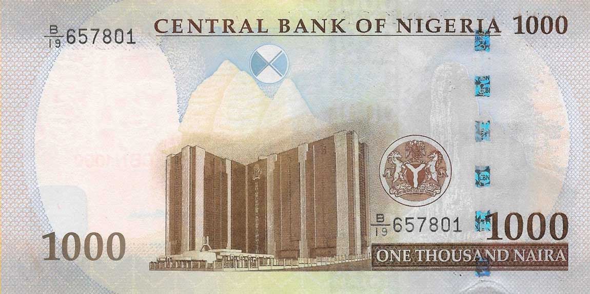 Back of Nigeria p36p: 1000 Naira from 2018