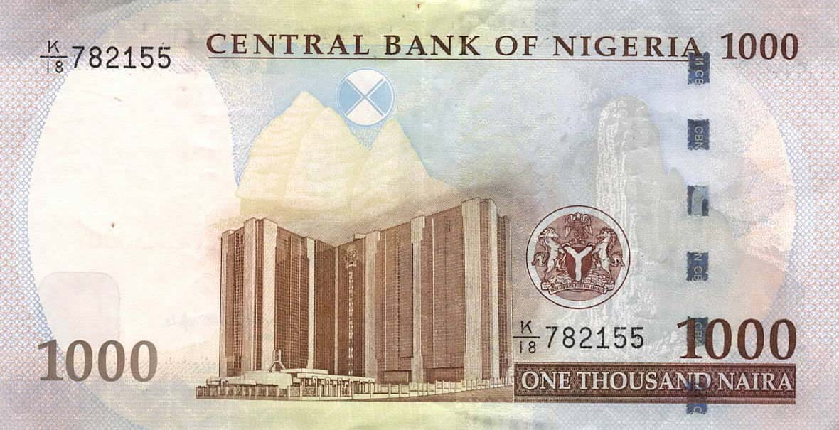 Back of Nigeria p36l: 1000 Naira from 2014