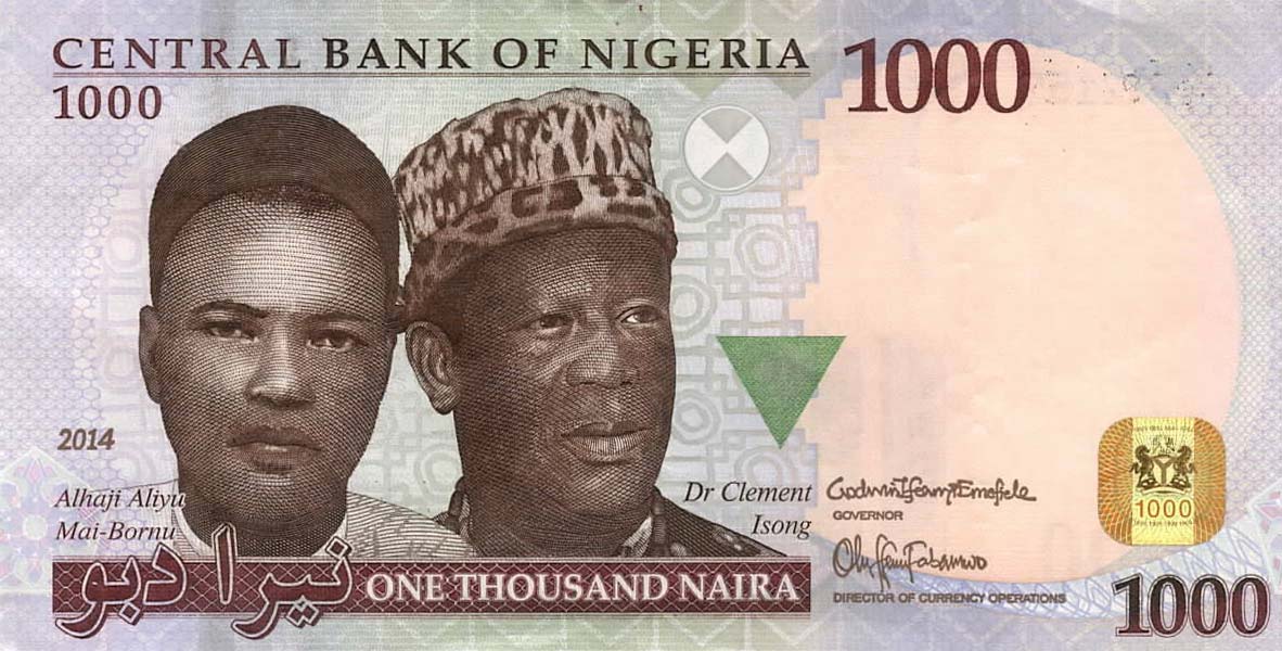 Front of Nigeria p36l: 1000 Naira from 2014