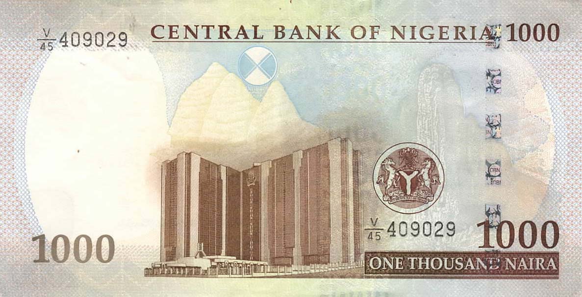 Back of Nigeria p36o: 1000 Naira from 2017