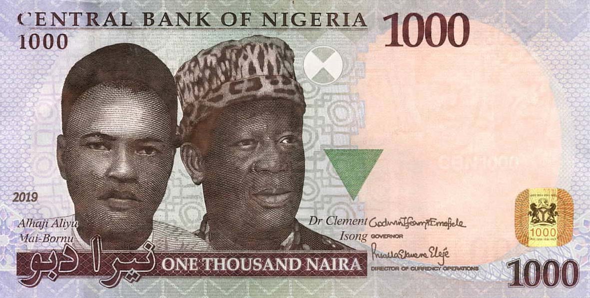 Front of Nigeria p36q: 1000 Naira from 2019