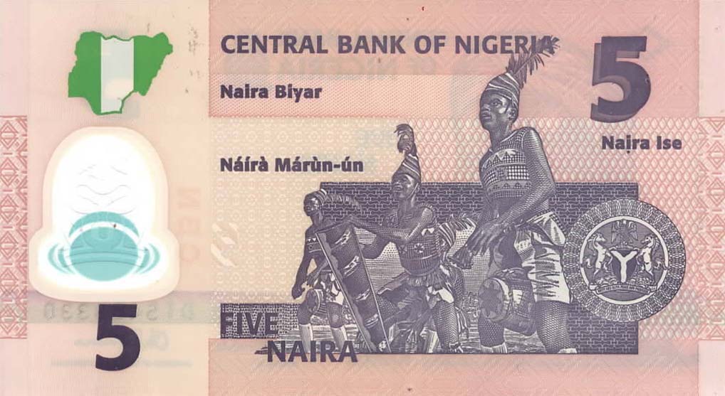 Back of Nigeria p38i: 5 Naira from 2018