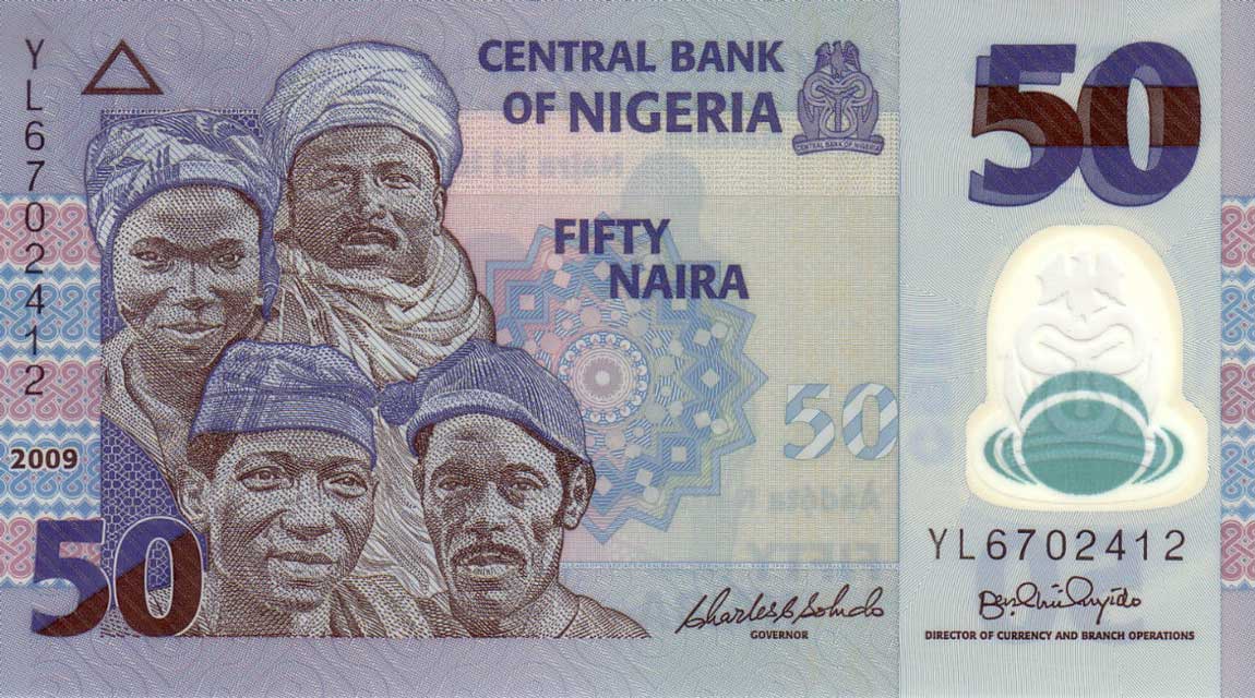 Front of Nigeria p40a: 50 Naira from 2009