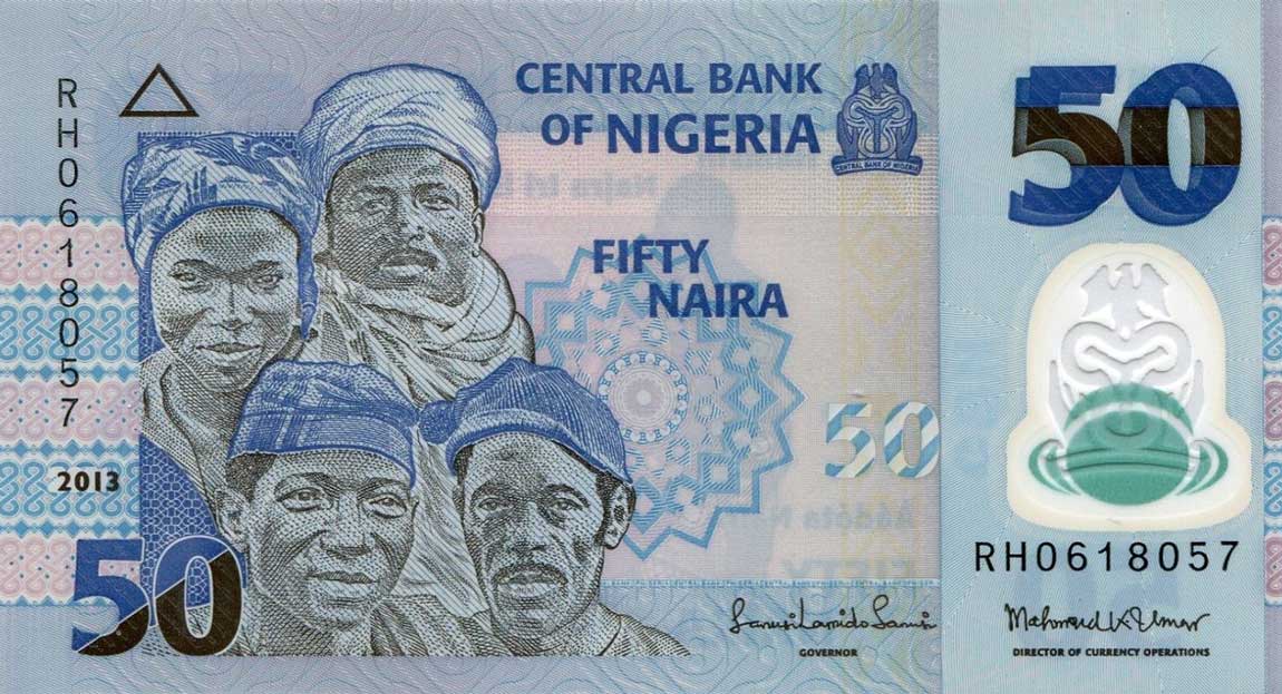 Front of Nigeria p40d: 50 Naira from 2013