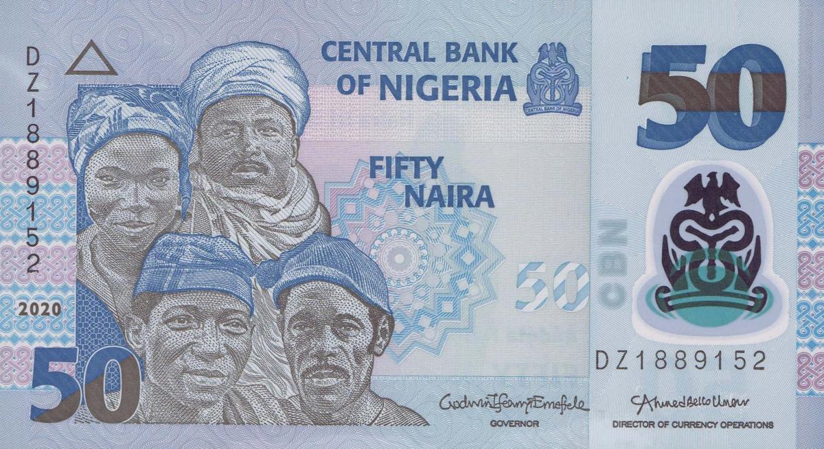 Front of Nigeria p40j: 50 Naira from 2020